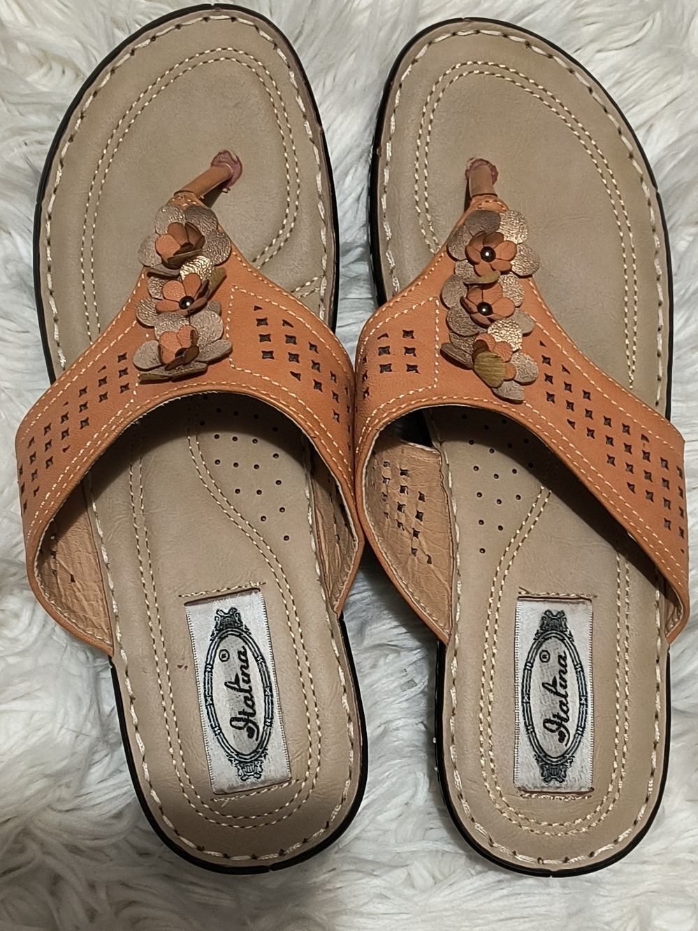 Italina Orange Floral Thong Sandals